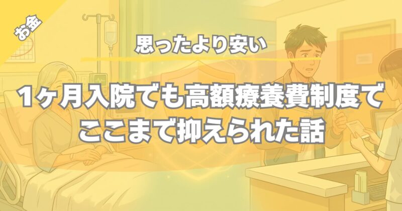 【体験談】1ヶ月入院の費用はいくら？高額療養費制度で抑えられた実例