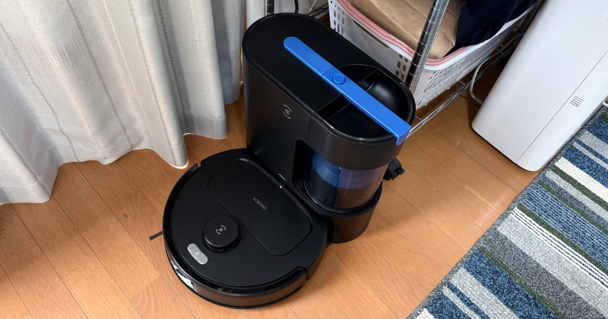 ロボット掃除機に設置イメージ。縦・横・奥行き、すべて40cm程度です。