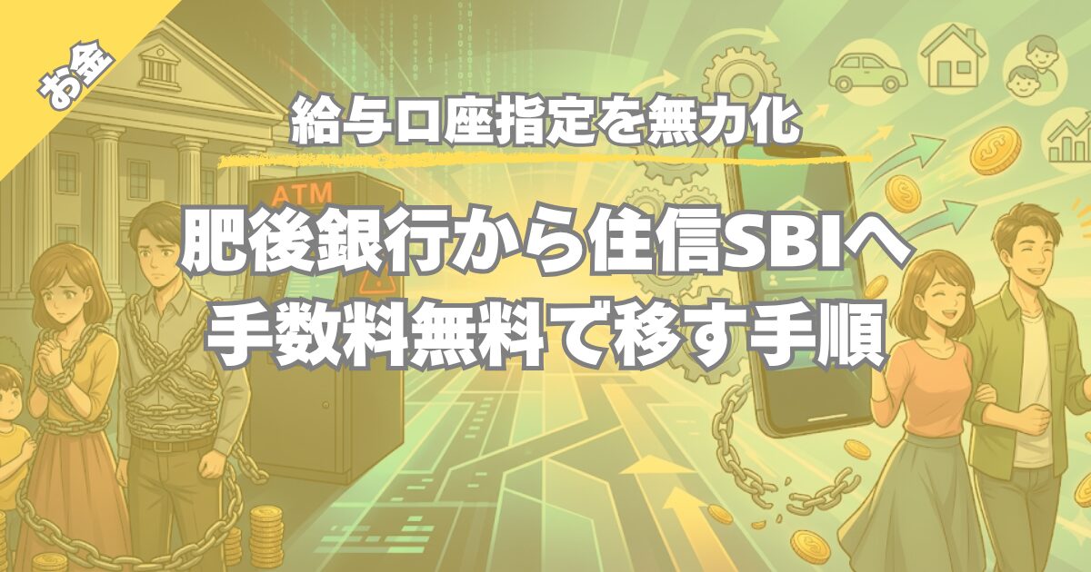 【給与口座指定を無力化】肥後銀行から住信SBIへ手数料無料で移す手順