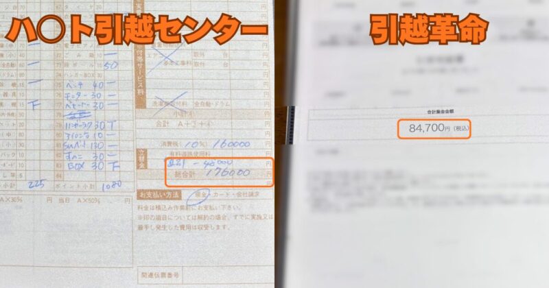 同じ引っ越しの見積もりにもかかわらず、他社の半分以下の価格設定です。