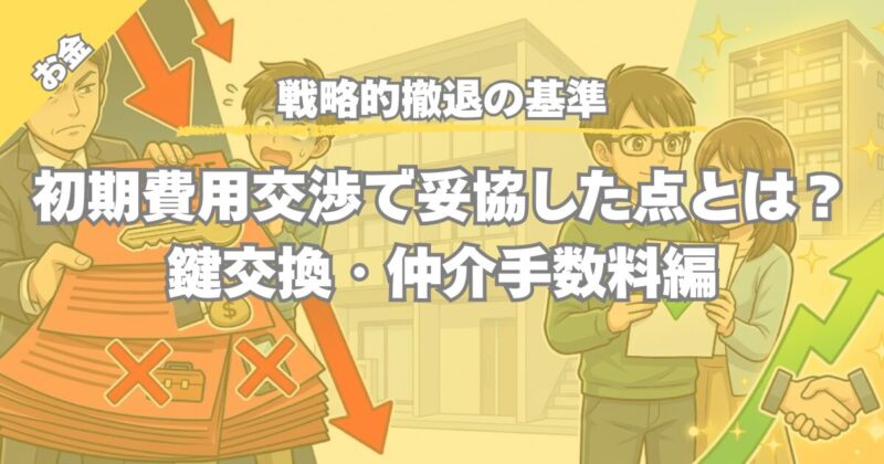 【戦略的撤退の基準】賃貸初期費用で妥協すべき項目とは？鍵交換・仲介手数料編